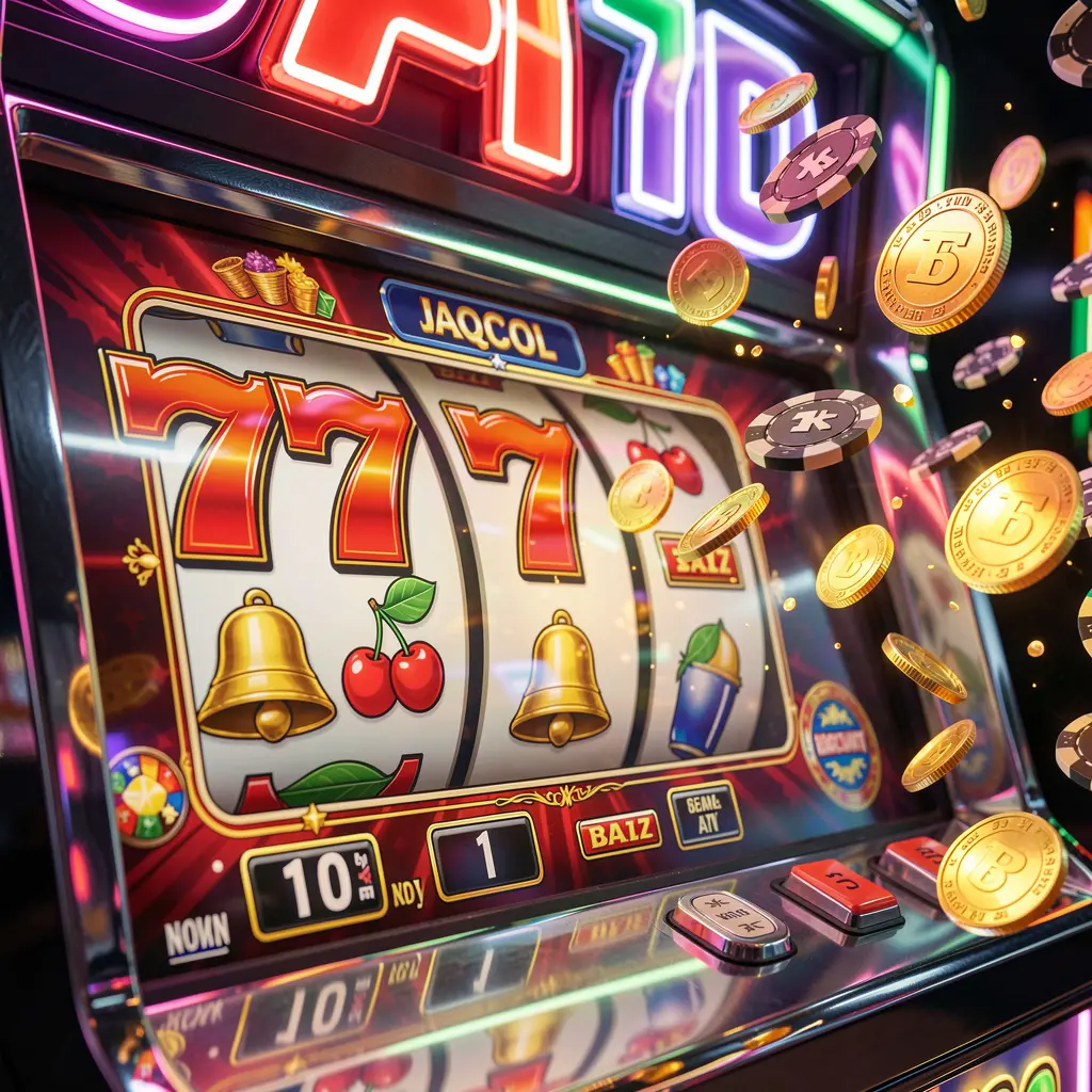 Bright and colorful slot reels showing triple seven symbols with coins bursting around on the KASH777 online casino platform for players in Bangladesh